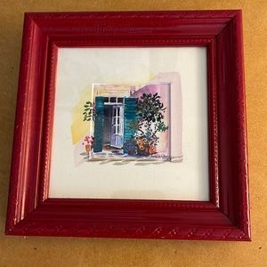 Vintage miniature Patricia Schilling-Stewart watercolor vintage wall art.